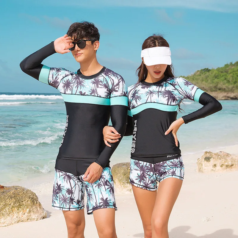 

Diving Suit Women's Long-Sleeve Split Type Couples Swimsuit Set Sun-resistant Conservative Jellyfish Clothing Men's 2020 New Sty