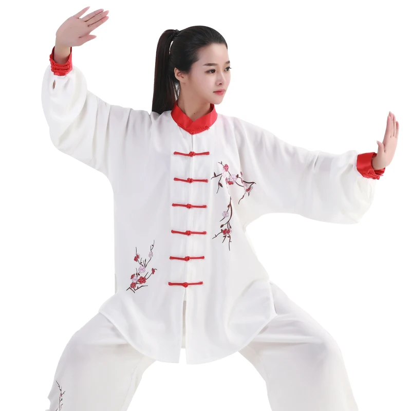 Вышивка Tai Chi одежда для женщин/мужчин ушу, кунг-фу, утреннее боевое искусство костюм Китайский Stlye спортивная одежда искусство представление XS-XXXL - Цвет: red