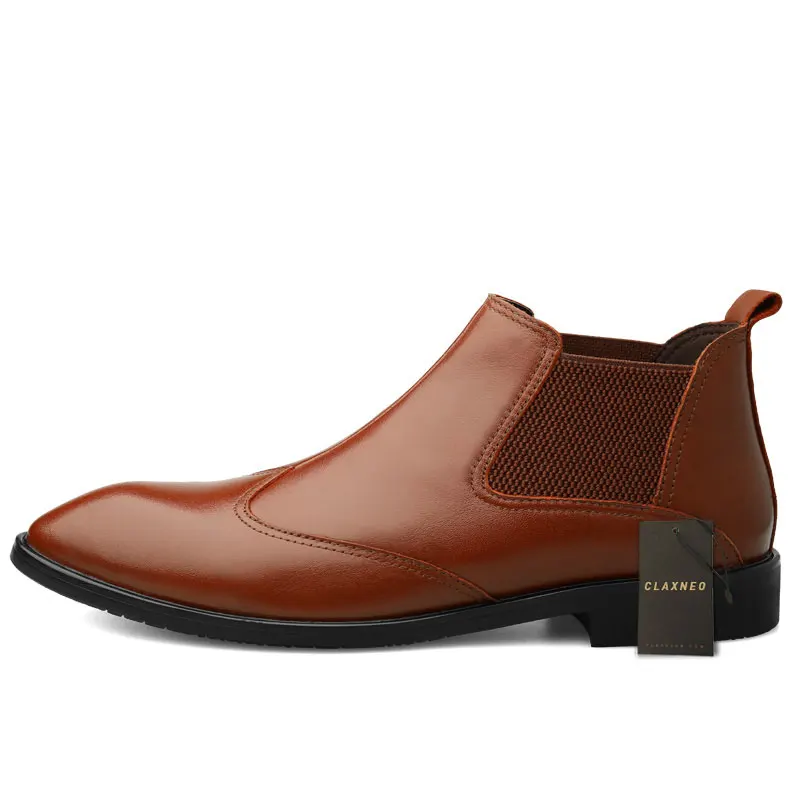 CLAXNEO Ботинки Челси мужская кожаная обувь винтажная Черная мужская обувь ботильоны из натуральной кожи с острым носком модельная обувь