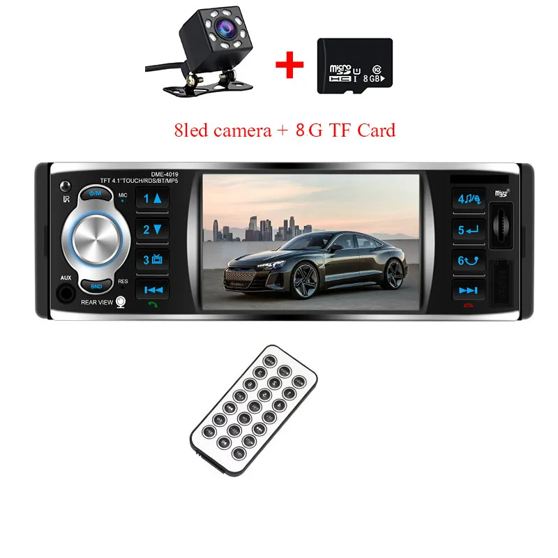 1 Din автомагнитола " дюймов HD TF Аудио стерео USB FM Bluetooth Камера заднего вида Авторадио Зеркало Ссылка 4018b - Цвет: A radio-8led-8G