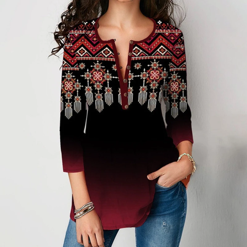 Blusa de chifón con manga 3/4 para mujer, camisa informal con cuello vuelto, ropa de trabajo elegante, combina con todo, 2021|Camisa| -