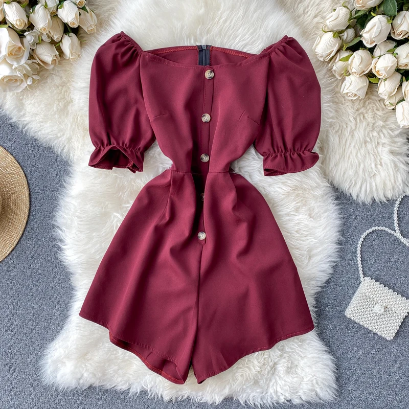 Vintage Yellow Boho slim button 2020 off shoulder Jumpsuit Casual Sexy Women rompers Short Summer Playsuit Beach Holiday Romper Vintage Yellow Boho slim button 2020 off shoulder Jumpsuit Casual Sexy Women rompers Short Summer Playsuit Beach Holiday Romper