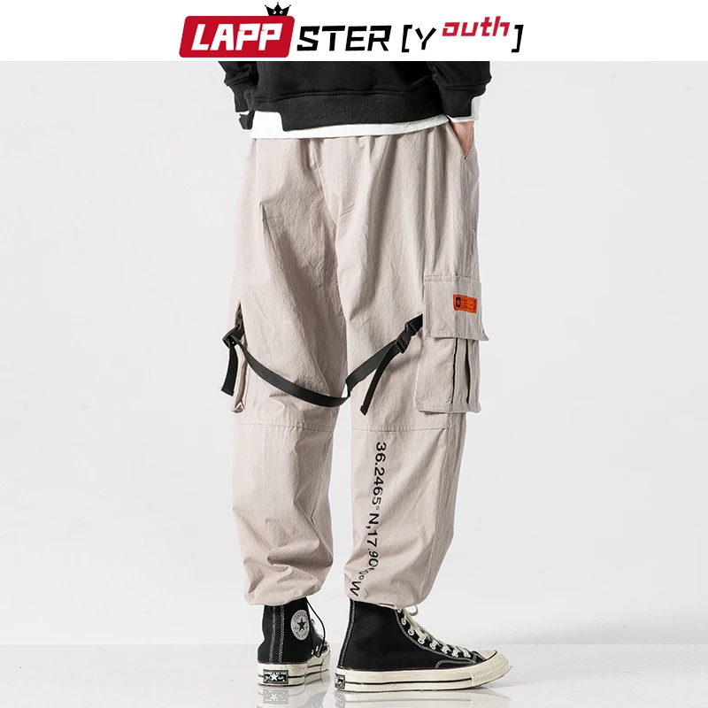 LAPPSTER-Youth уличная лента брюки карго мужские комбинезоны мужские s хип хоп мешковатые спортивные штаны черная беговая дорожка брюки 5XL