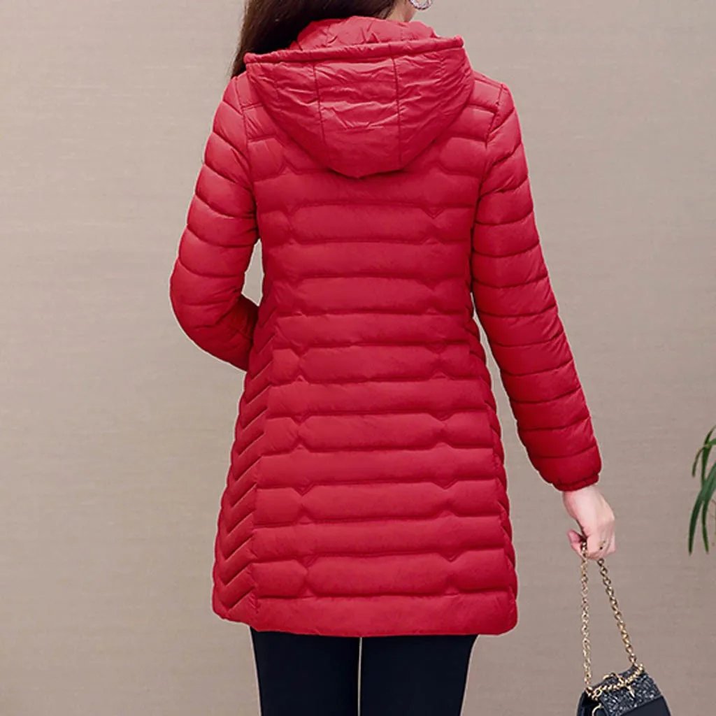 Женское пальто, хлопок, парка, Женская куртка с капюшоном, зимнее однотонное длинное пальто, тонкое женское пальто, верхняя одежда, парки размера плюс 6xl T3