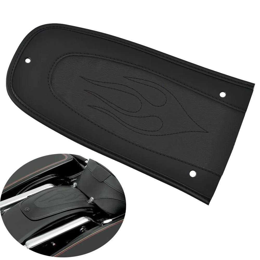 Motorcycle Rear Seat Cover Motorcycle Flame Stitch Leather Rear Fender Bib Cover Pad Harley Touring Electra Glide Road King 1996-Accessories