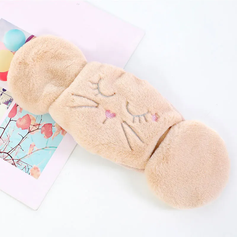 khaki cat Милые Мультяшные наушники с интегрированной защитой, зимние теплые уличные велосипедные плотные маски, модные женские наушники, маска высокого качества - Цвет: khaki cat