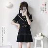 Japanese School Uniform Sailor Shirt Skirt Set Bad Girl Doll Black Gothic Solid Color Pleated JK Suit High School Student Outfit ► Photo 2/6