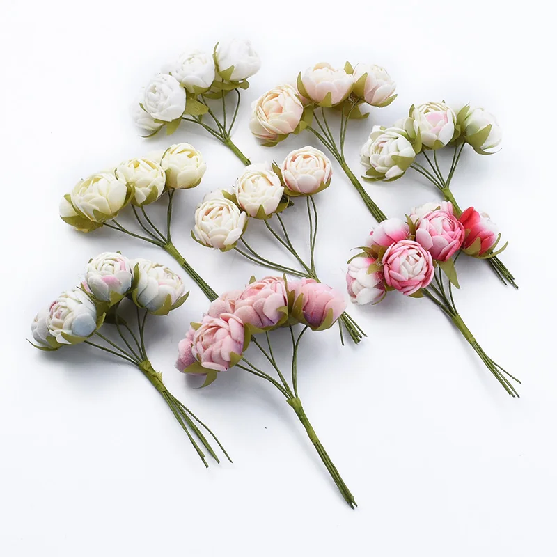 6 шт. мини чай розы Букет diy подарки конфеты декоративная коробочка Аксессуары свадебные декоративные цветы венок с искусственными цветами