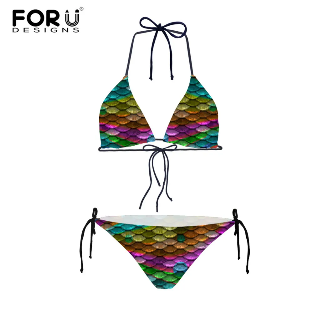 FORUDESIGNS/купальник для женщин русалка блестки 3D модный дизайн сексуальный мягкий