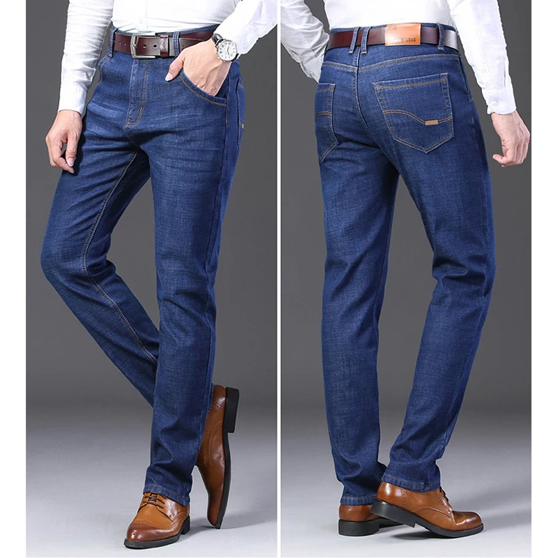 Зимние мужские джинсы зимние теплые фланелевые Стрейчевые джинсы для мужчин прямые повседневные джинсы шерстяные брюки для мужчин TJWLKJ