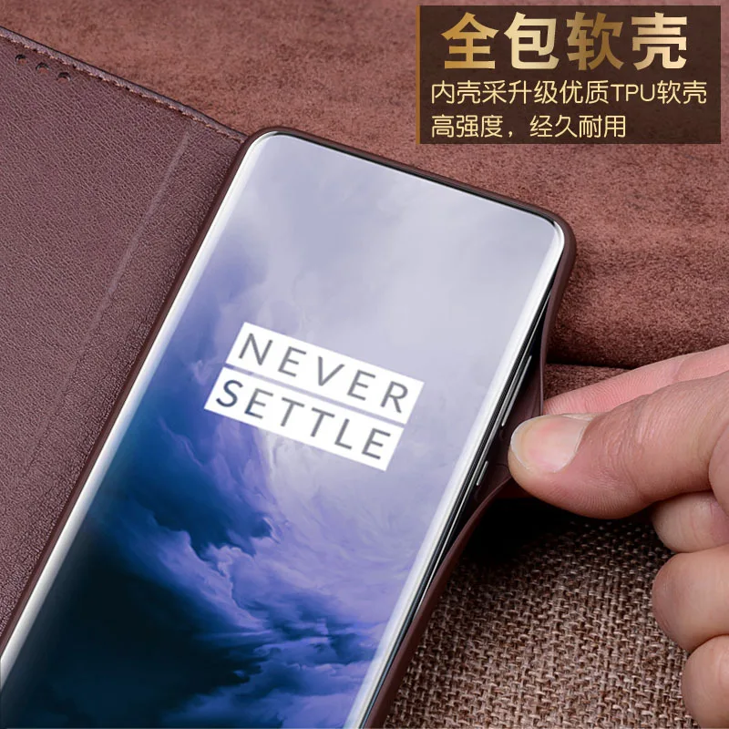 Роскошный чехол из натуральной кожи с откидной крышкой для One Plus 7 Pro, Магнитный чехол для Oneplus 7 Pro, Кожаные чехлы, чехлы для телефонов, Fundas