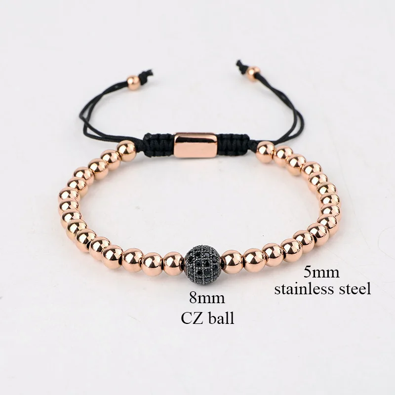 Classic Design Stainless Steel Beads CZ Pave Ball Handmade Macrame Friendship Bracelet Men Women - Image 2