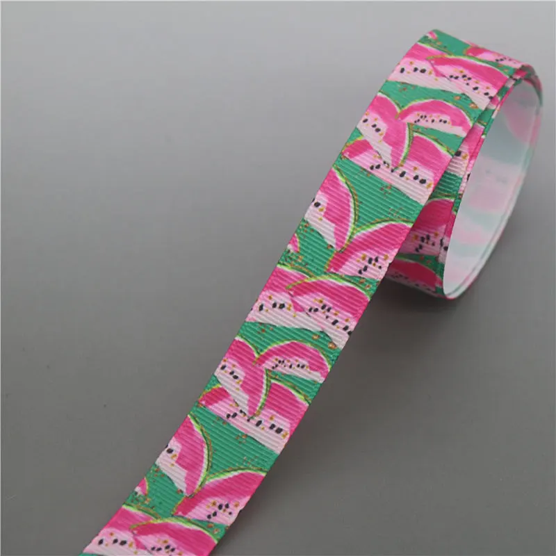 10248 DUWES 50 ярдов ананас, арбуз оранжевый напечатанный Grosgrain ленточный аксессуар Hairbow головной убор украшение «сделай сам» оптом OEM D1138 - Цвет: 10248