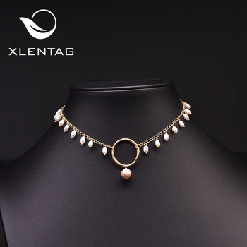 

XlentAg Natural Oval White Pearls Choker Necklaces Women Statement Pink Pearl Pendant Anime Wedding Gifts Luxury Jewelry GN0185