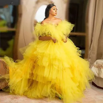 plus size yellow evening gowns