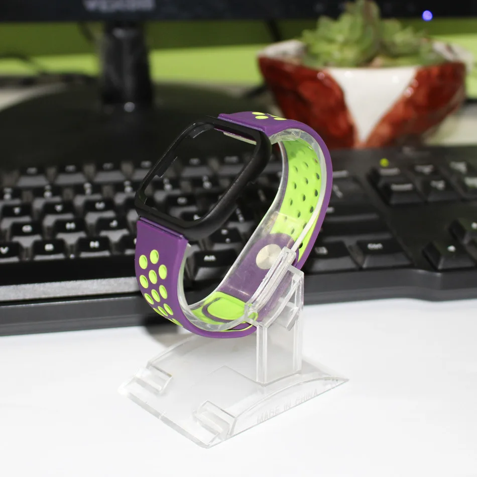 Purplegreen black Fitbit Versa 2 полосы силиконовый ремешок+ рамка для часов Versa, дышащий и прочный простой силиконовый ремешок аксессуары - Цвет ремешка: Purplegreen black