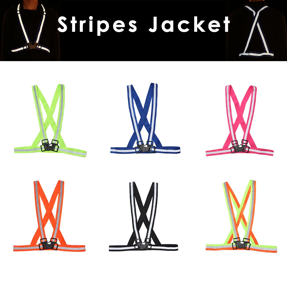 

1PC Kids Adult Soft Saterproof Adjustable Safety Reflective Stripes Vest Breathable Jacket Outdoor Night Running Accessories