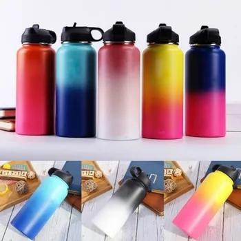 

Creative Gradient Color Space Pot Vacuum Insulated Stainless Steel Water Bottle Thermos Cup Wide Mouth Sport Travel Bottles