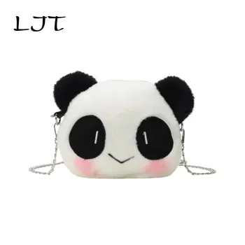 

LJT Funny Doll Plush Panda Design Shoulder Bag for Women 2019 Cute Small Bag Handbags Girls Evening Party Bag Purse Clutch