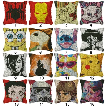 

Cartoon Latch Hook Cushion Pattern Pillow Cushion Cover Case Crochet Art & Crafts Acrylic Home Decor Embroidery Sofa Bed