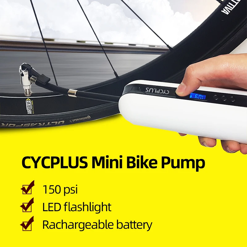 

CYCPLUS Mini Bike Pump Cycling Bicycle Accessories Portable Smart Air Inflator Digital Electric Tyre Pump for Car Tires Balls