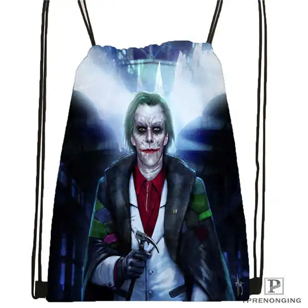 Drawstring Backpack Custom the-joker-batman-arkham@ 01-походная сумка на шнурке милый рюкзак для детей(черная спинка) 31x40 см#180611-03-113 - Цвет: Drawstring Backpack