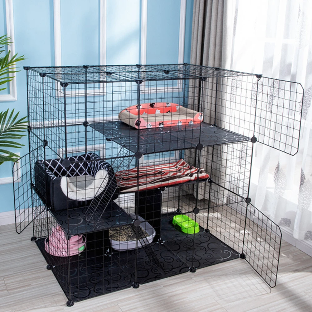 Animal De Compagnie Chat Maison Fer Cloture Parc Parc Interieur Lit De Couchage Exercice Salon Pliable Bricolage Chaton Chats Cage Petits Chiens Chiot Chenil Aliexpress