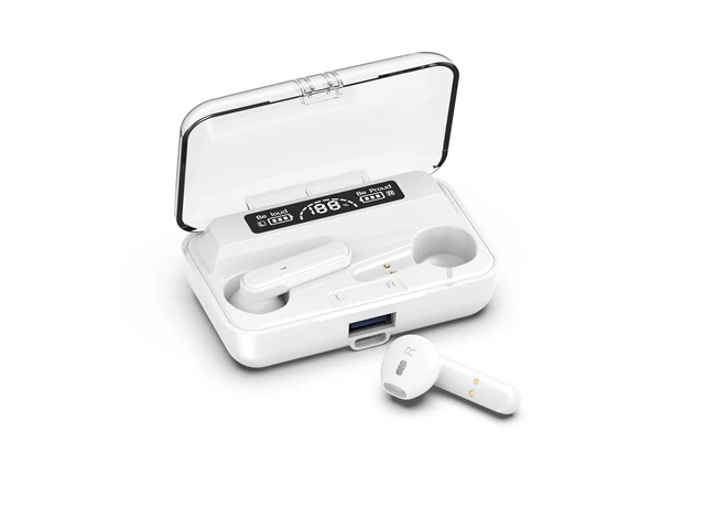 Wireless Headphones TWS Earphone Bluetooth 5.1 With Microphones IPX7 Waterproof Noise Cancelling Bluetooth Headset Type C Charge white