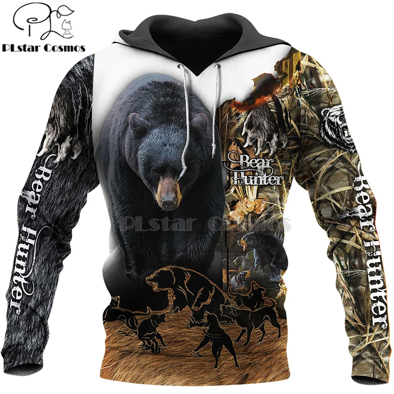 PLstar Cosmos bear HUNTING 3D Printed Shirts 3D Print Hoodies/Sweatshirt/Zipper Man Women big black bear Bow Hunter Bear-8