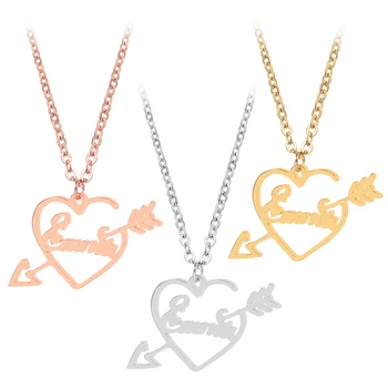 

An Arrow Through a Heart Custom Name Necklace For Woman Fashion Collar Nameplate Pendant Necklace Stainless Steel Jewelry