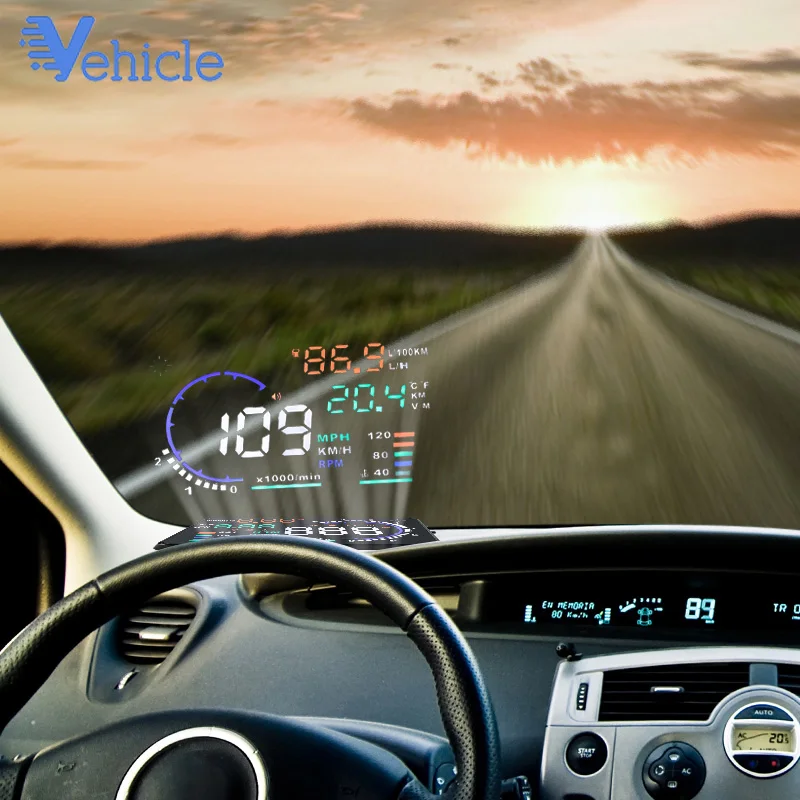 Автомобильный дисплей OBD 2HUD A8 цифровой спидометр Предупреждение HUD OBD2