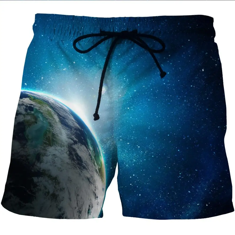 Summer Man's Beach Shorts S-6XL Sport Short Pant Plantet 3D Print Thin Loose Swimsuit Quick Dry Swiming Surf Board Swimwear Male summer women beach shorts mini water sport pant flowers 3d print quick dry surfing swim shorts pocket surf board trunks feminino