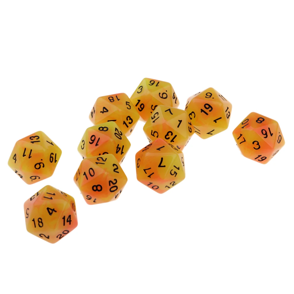10PCS Night Luminous Dice Role Playing Game D20 Dice for Dungeons &Dragons DND Role Playing Game Dices