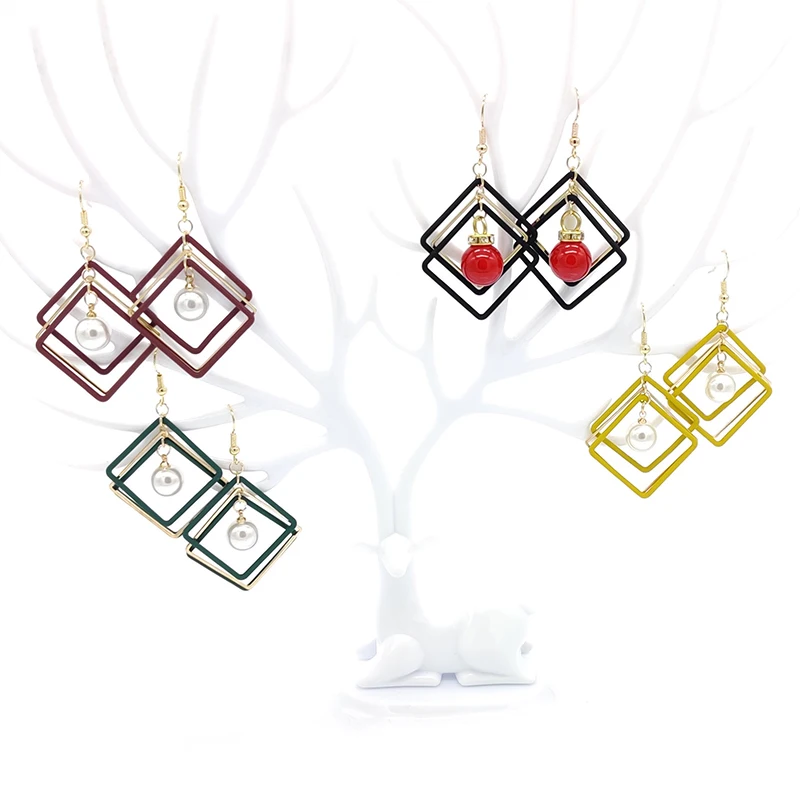 

Korean Earrings Fashion Simple Alloy Geometric Square Clip Retro Earrings Girl Jewelry Tassel Earrings Earrings for Women