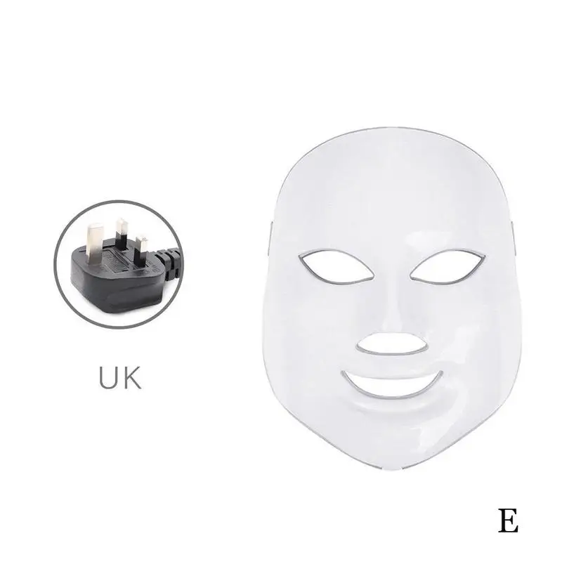 E UK Светодиодная маска для лица, 7 цветов, подтягивающая маска для лица, светодиодная терапевтическая маска, светильник, маска для лица, фотонная светодиодная маска для лица, Корейская маска для ухода за кожей - Цвет: E UK