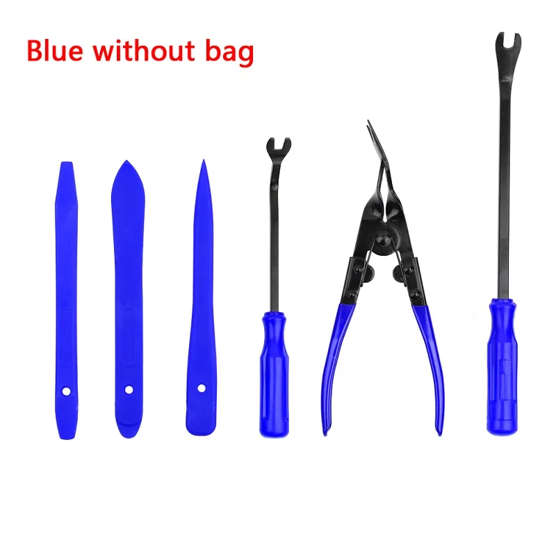 No Bag-blue 19 шт./компл. автомобильный аудио радио набор инструментов для ремонта межкомнатных дверей Панель Даш Аудио Удаление поднимающий иструмент ремонт ручные инструменты набор - Название цвета: No Bag-blue