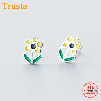 

Trusta 2018 Womens 100% 925 Sterling Silver Fashion Tiny Cute Sweet Flower 6mmX9mm Stud Earrings Girls Kids Lady Gift DS372
