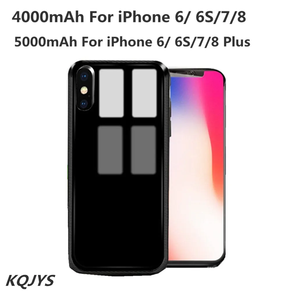 Мобильная зарядка для iPhone 7, 8, 6, 6s, чехол, зарядное устройство, корпус из закаленного стекла, внешний аккумулятор для iPhone 8, 7, 6, 6s Plus