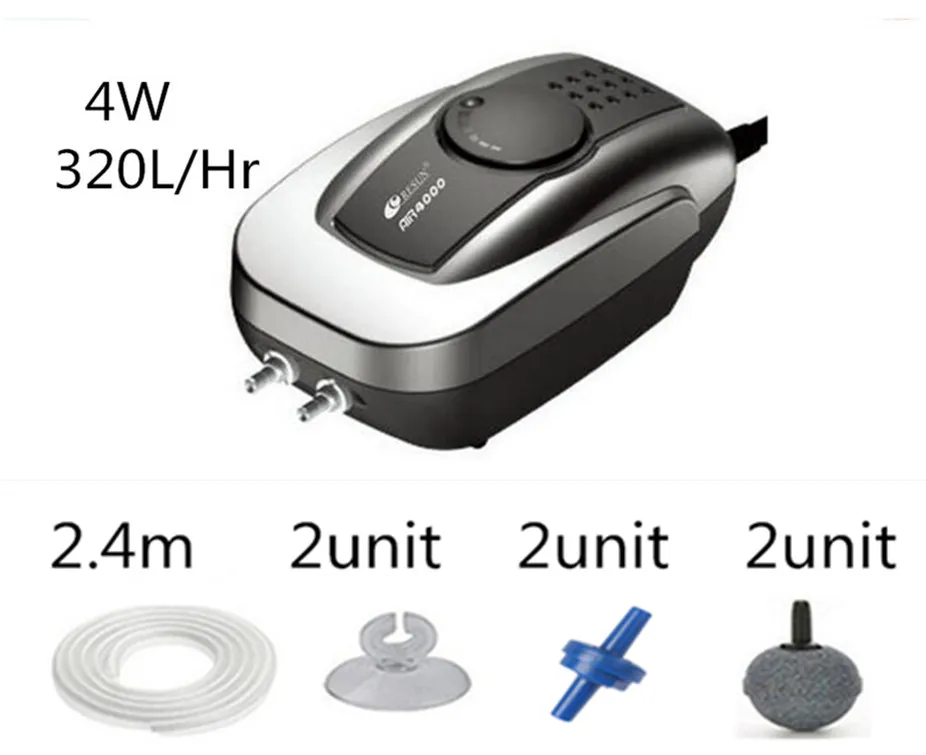AIR4000 A SET Ультра тихий аквариумный насос, одиночный воздушный насос для аквариума, кислородный воздушный насос для аквариума, аксессуары для рыб - Цвет: AIR4000 A SET