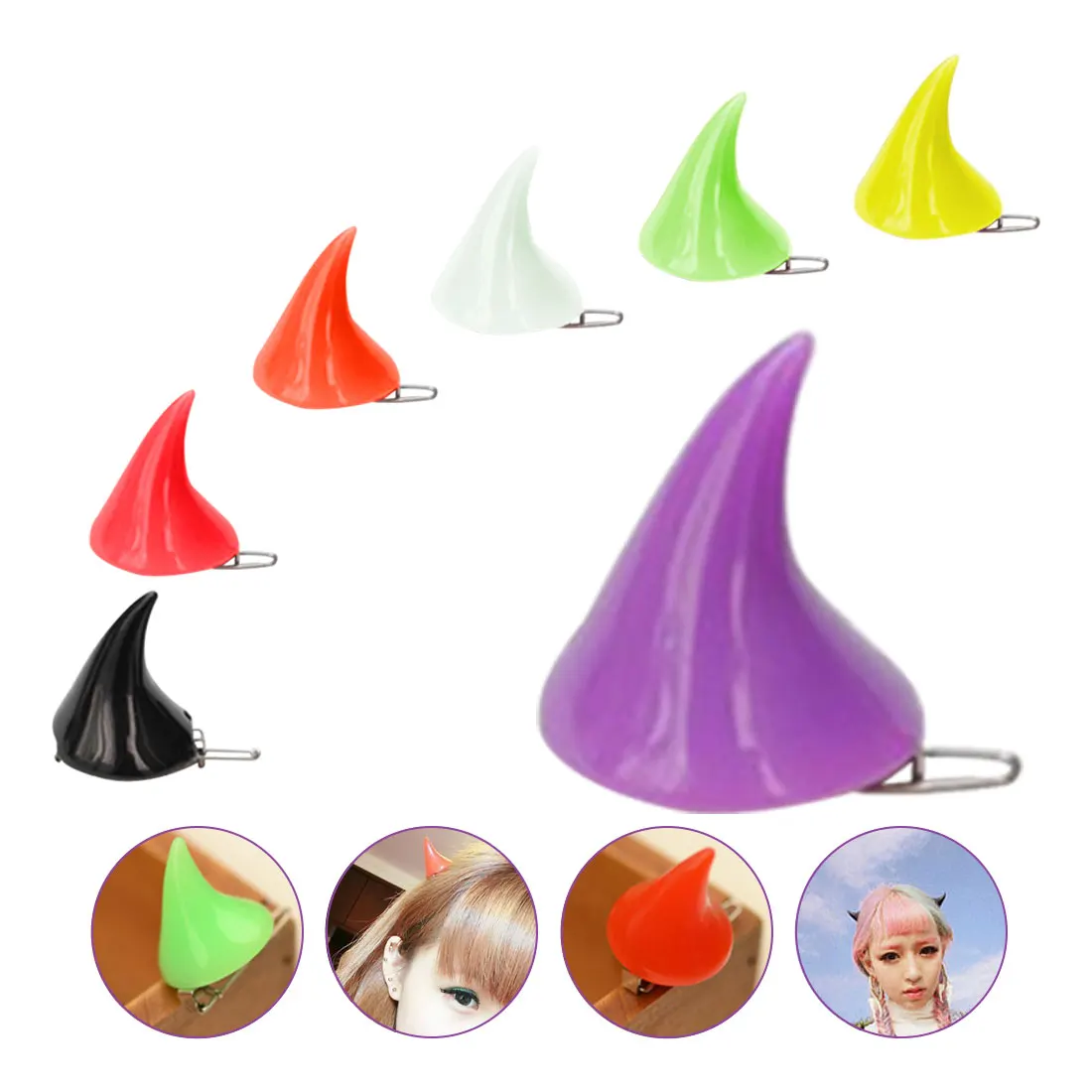 2pcs Women Chic Halloween Stereo Devil Horns Ears Clip Hairpin Hair barrettes