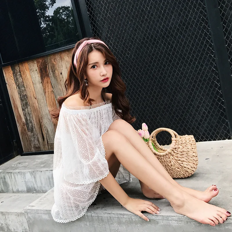 

Two-piece Swimsuits Women's Three-piece Set Bikini Skirt Boxer Belly Covering Small Bust Gathering Sexy Hot Springs Tour Bathing