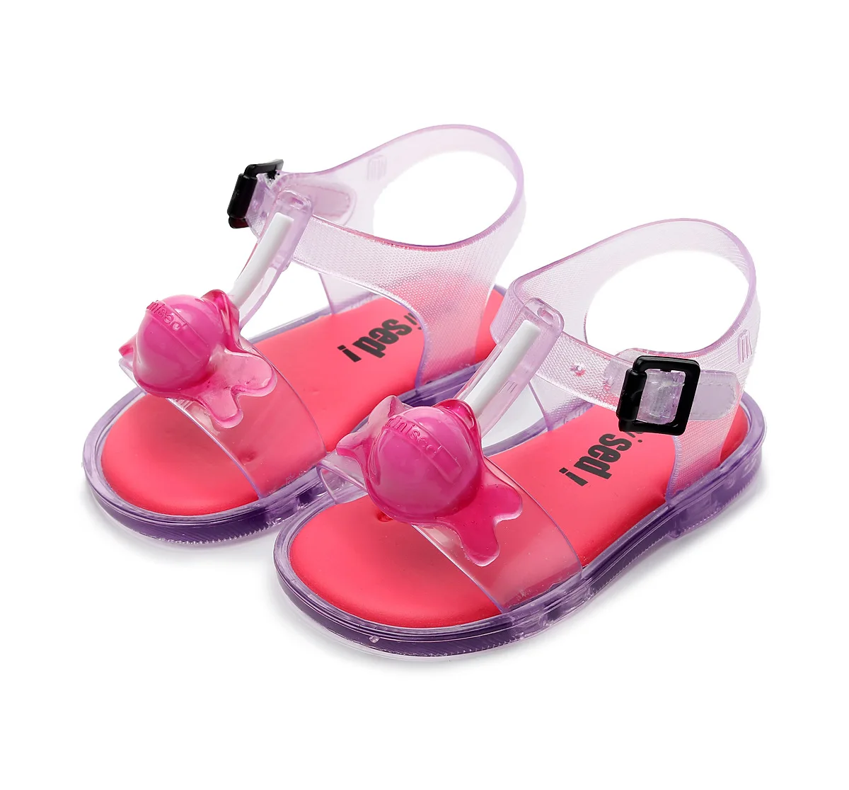 Princepard Summer Sandals Little Girl Cute Sandals Ice Cream Iollipop Girls Shoes Comfortable Transparent Beach Shoes - Color: Purple