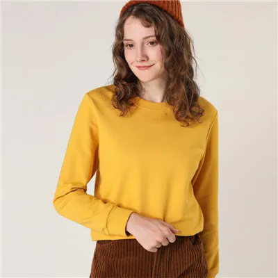 Yellow GCAROL/Новинка; Женская толстовка ярких цветов с круглым вырезом; большие размеры; сезон весна-осень-зима; шикарные спортивные топы; Модный пуловер для отдыха; уличная одежда; S-2XL - Цвет: Yellow