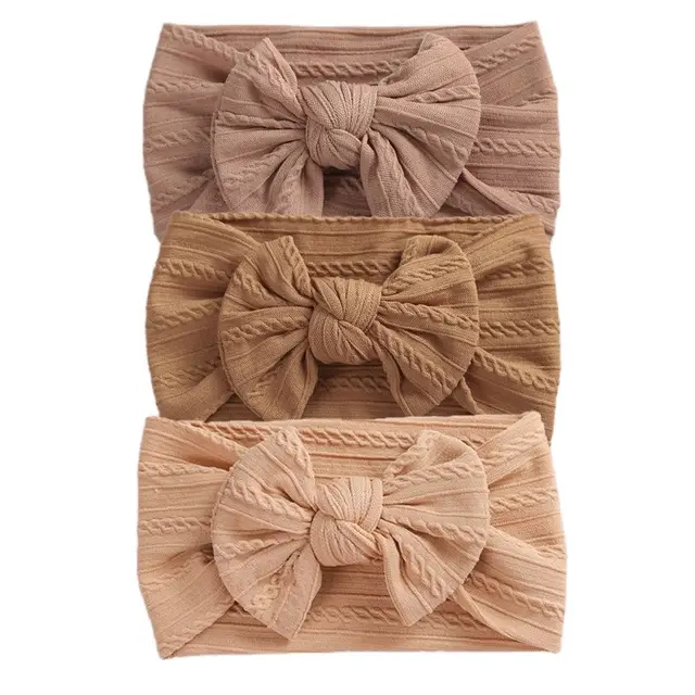 3Pcs/Lot Baby Headband Sets Bow Baby Girl Nylon Headbands Twist Cable Soft Knot Turban Kids Headwear Baby Accessories Haarband 9