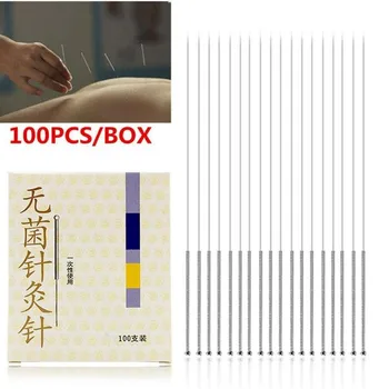 

100pcs/Pack Disposable Acupuncture Needle Stainless Steel Silver All-steel Ring Handle Tcm Acupuncture Needle Aseptic