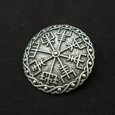 Antiuque Silver 3 Скандинавские Викинги амулет фибула Броши Vegvisir скандинавский компас исландский Wicca Talisman Кельт брошь в виде банта значок булавка Viking B - Окраска металла: Antiuque Silver 3