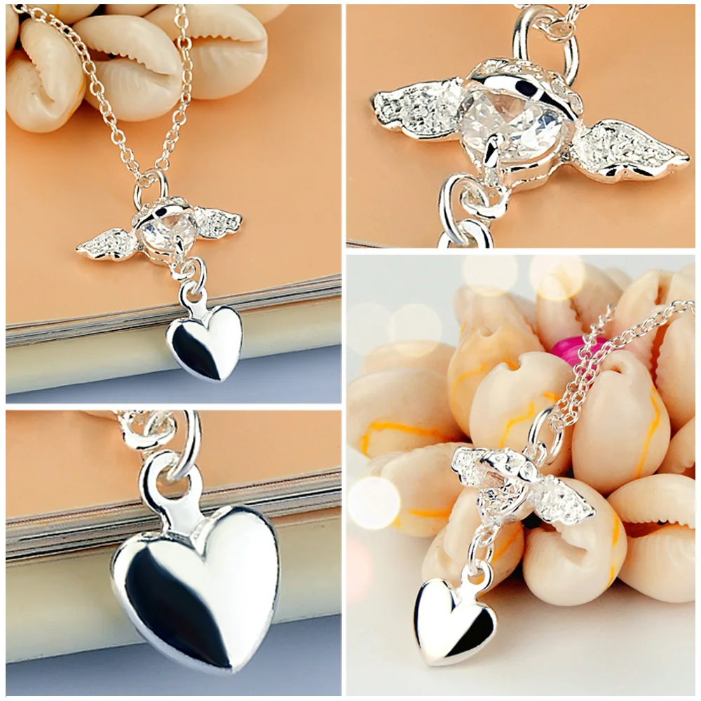 Женское ожерелье из серебра 925 пробы с изображением сказочного ангела|f pendant|necklace