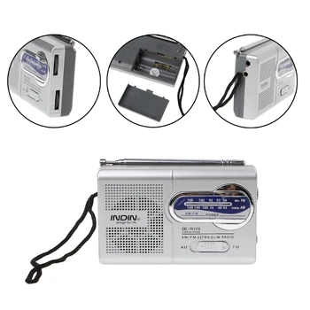 

BC-R119 Portable Mini Radio 2-Band AM FM World Receiver Retractable Antenna DC 3V