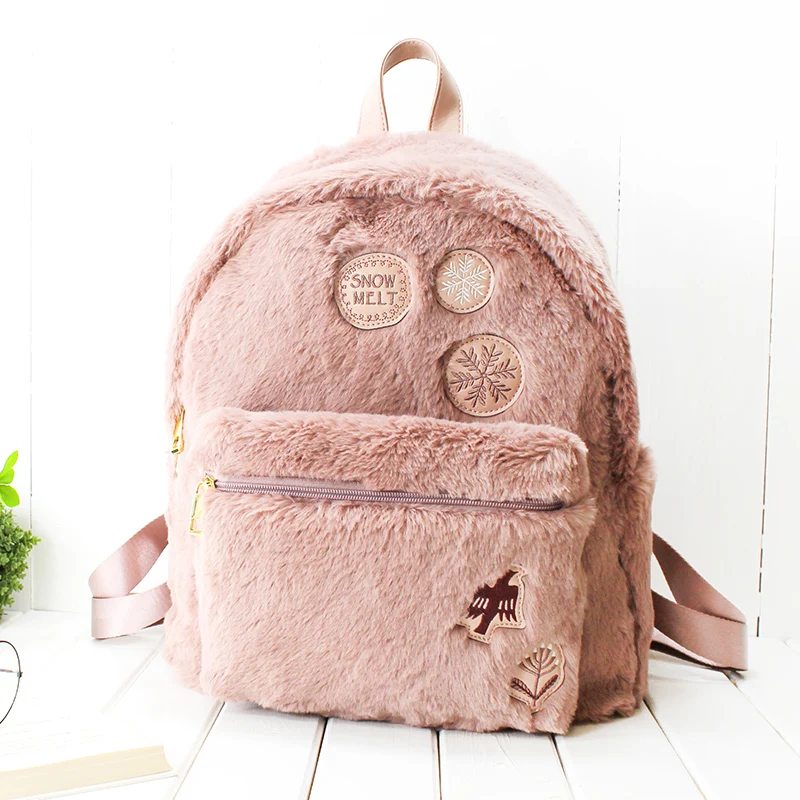 Flower Princess Snow Melt 2024 Fall/Winter New Women Backpack Plush Bag Female Pink Wild Fashion Girl Heart Backpack For Laptop