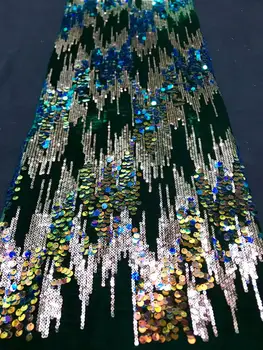 

African Lace Fabric With Sequins Velvet 2020 Latest Fabric High Quality Luxury Velvet Sequins Lace Fabric Dress Materials